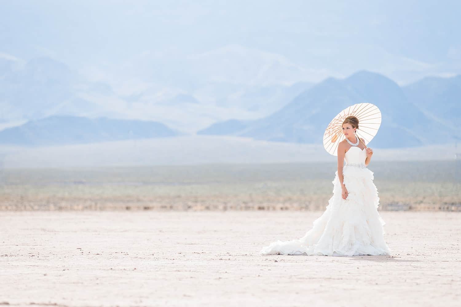 Bridal session desert lake bed